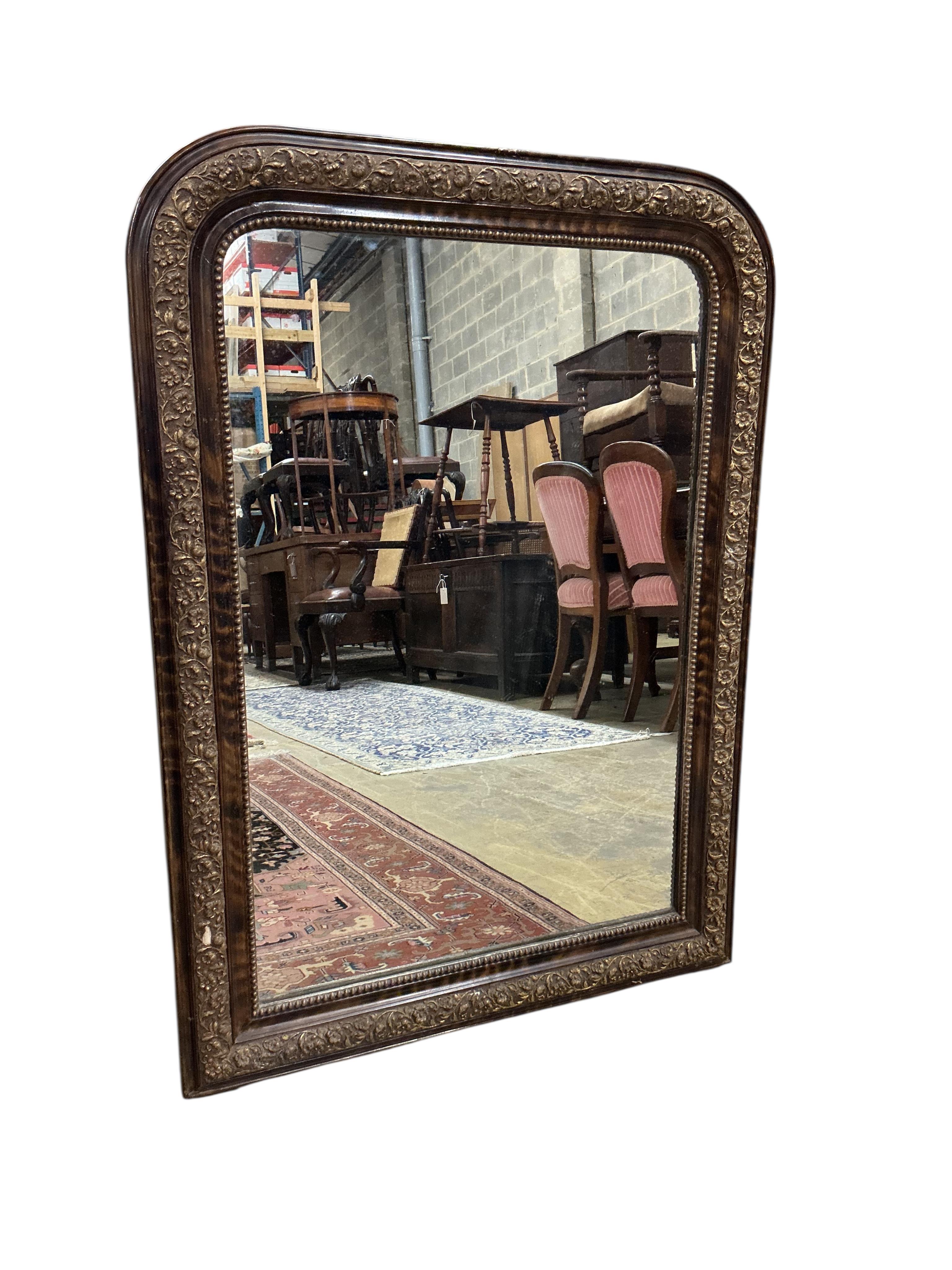 A 19th century French painted faux coromandel wall mirror, width 66cm, height 91cm